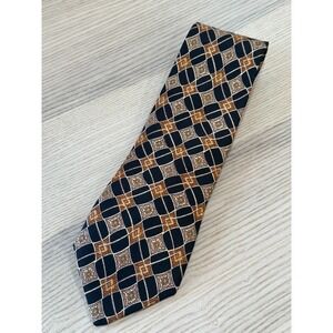 Brooks Brothers‎ Makers Black Argyle Geometric Tie 100% Silk Made in USA Italy